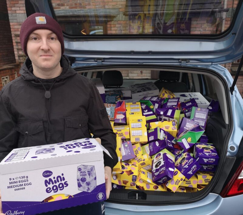 Cllr Mooney with some of the eggs collected