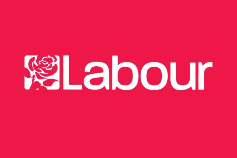 White Labour logo on red background