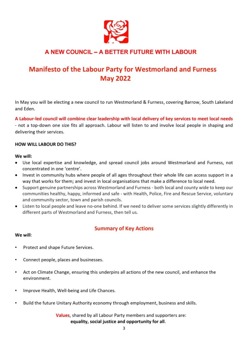 Westmorland & Furness manifesto (content)
